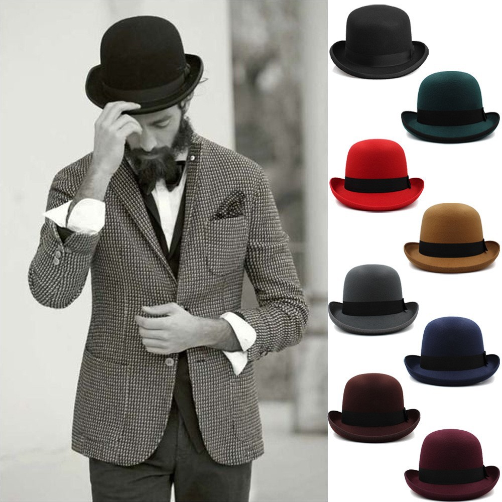 Versatile Round-crown Wool Felt Hat For Men With A Classic British Flair
