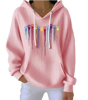 Striped Fabric Digital Printed Hooded Long Sleeve Women's Sweater Xkwy04Yp88 Xl - Shop at LoveMi