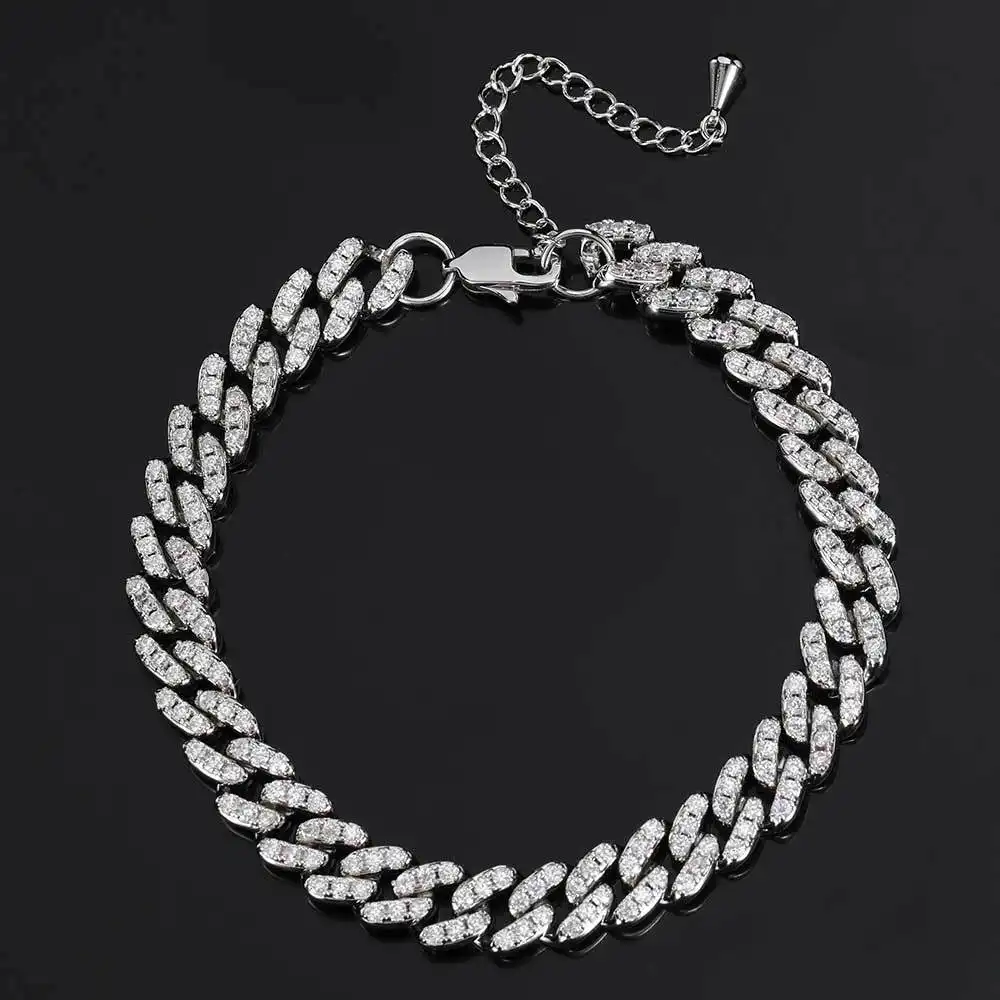 Single Row Diamond Cuban Link Chain Zircon Anklet