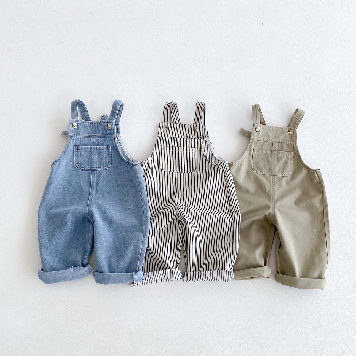 Baby And Toddler Denim Casual Jumpsuit With Straps - imagen 1