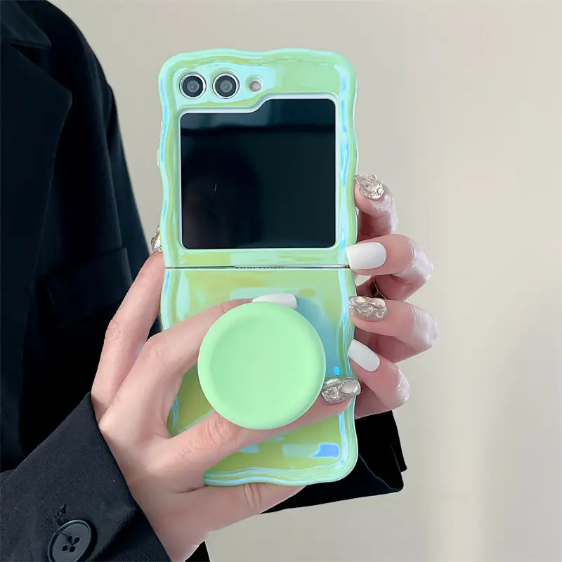 Twisted Edge Glossy Solid Color Folding Phone Case