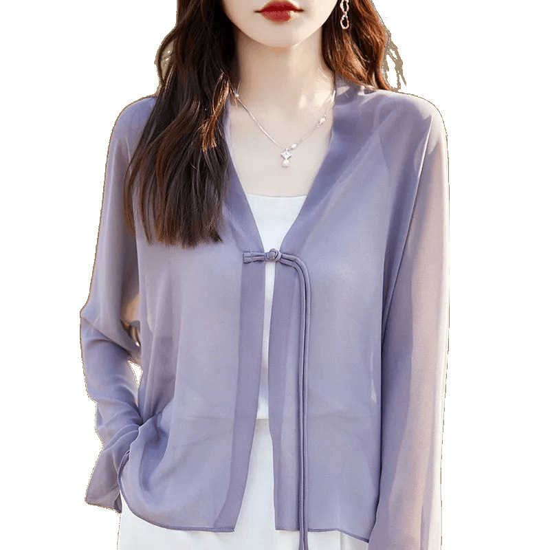 Chinese-style Sun-protective Solid-color Panel-button Flutter Sleeves 5