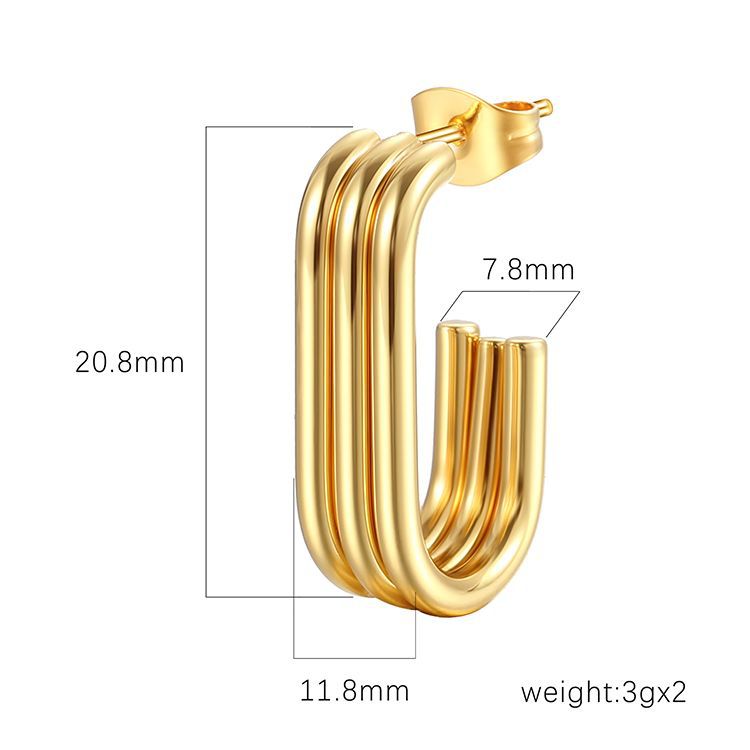 Multi-layer Stainless Steel Earrings Simple And Light Luxury Plated 18K