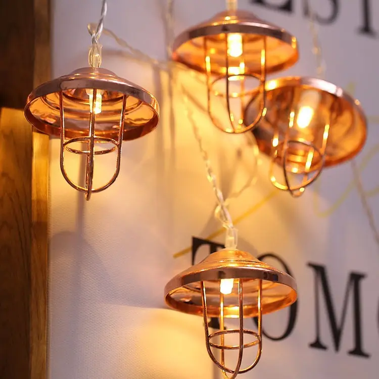 Retro LED Wrought-iron Lampshade String Lights