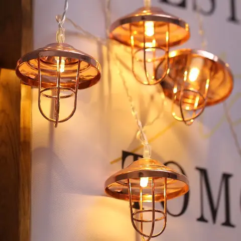 Retro LED Wrought-iron Lampshade String Lights