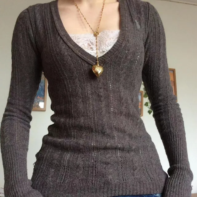 Women's V neck Low cut Slimming Bottoming Sweater Brown - Shop at LoveMi