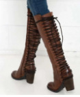 Womens Over-the-knee Boots With Back Lacing And Chunky High Heels
