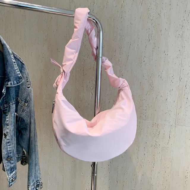 Fashion One Shoulder Underarm Bag Crossbody Pleated Pink - Shop at LoveMi