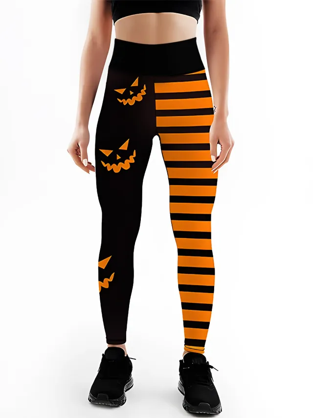 Halloween Yoga Clothes Printed Leggings Pumpkin Printed Trousers - Shop at LoveMi