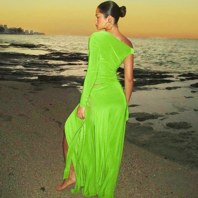 European And American Fashion Diagonal Collar Ribbon Skirt Two-piece Suit