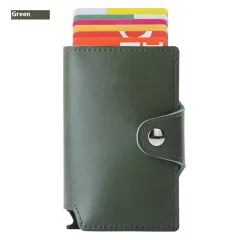Thin Anti-degaussing Business Card Holder Automatic Pop-up Metal Card Bag - Green - View 1