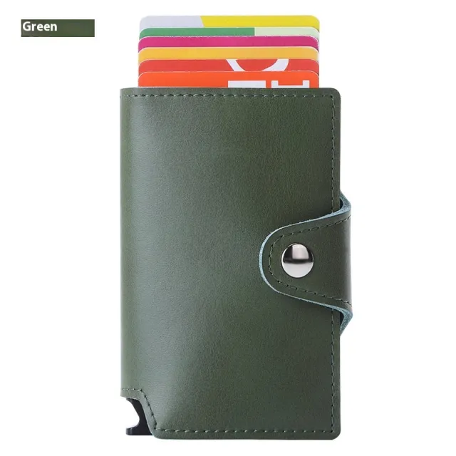 Thin Anti degaussing Business Card Holder Automatic Pop up Metal Card Bag Green - Shop at LoveMi