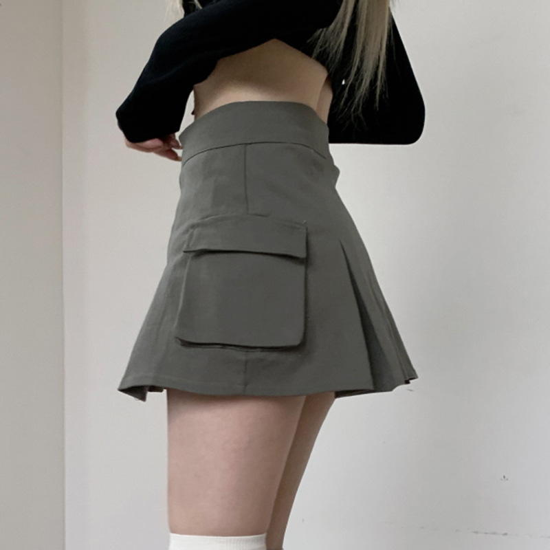 Title 10, Punk Fashion Low Rise Pleated Workwear Skirt fo...