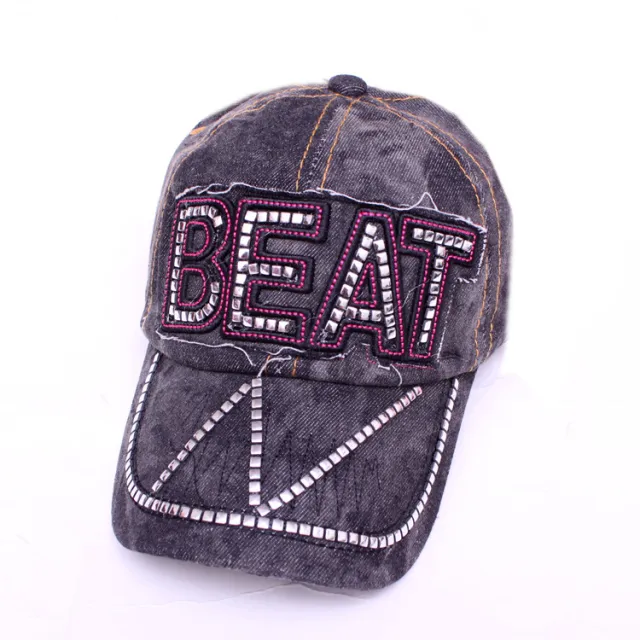 Korean Style Hat Fashion Hat New Women's Hat Baseball Cap Rhinestone Denim Black - Shop at LoveMi