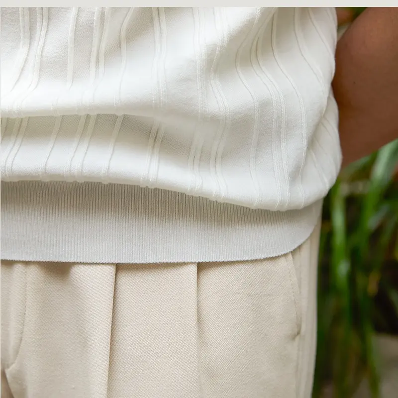 All-matching Slim Fit Sunken Stripe Knitwear Short