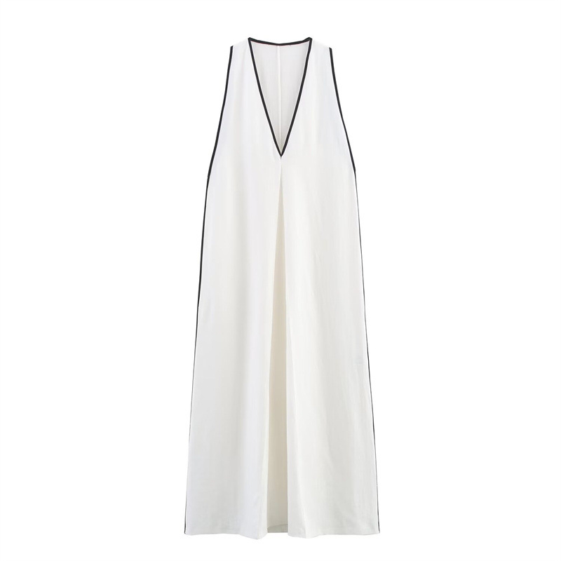 New Summer V-neck Linen Sleeveless Dress