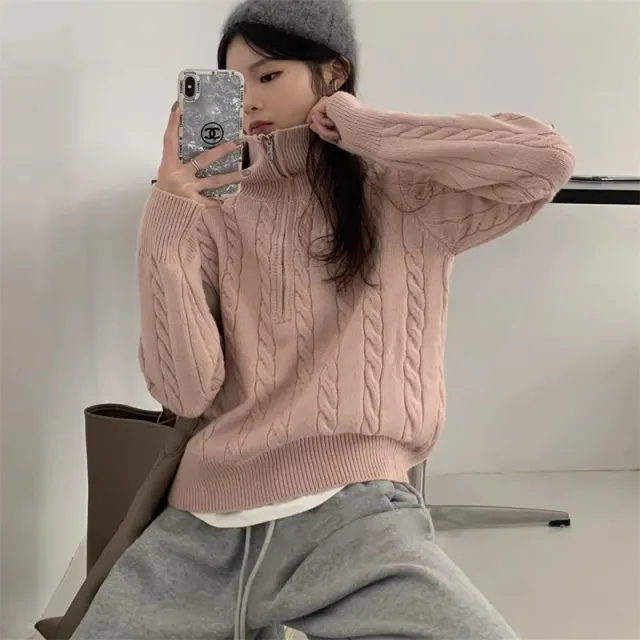 Women's Knitted Top Retro Outerwear Pink - Shop at LoveMi