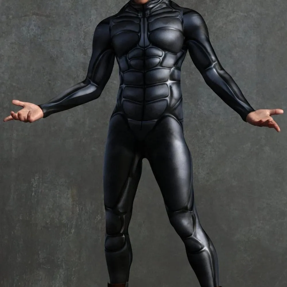 Armor Print Halloween Costume Jumpsuit for Men - Black