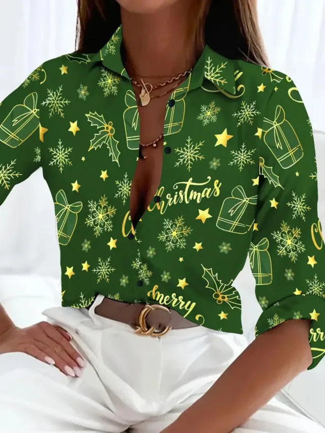 Versatile, High quality Womens Long sleeve Christmas Shirt Cw3359 S - Shop at LoveMi