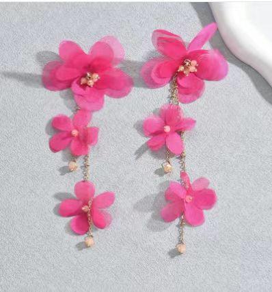 Stylish And Elegant Crystal Petal Long Tassel Earrings With A Cultural Creative Vibe