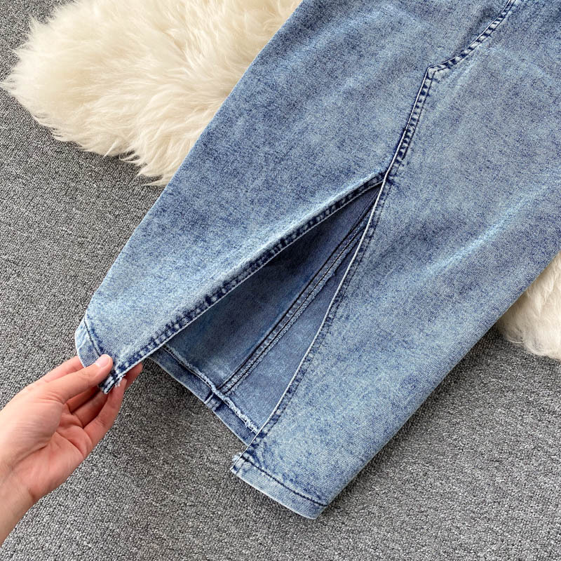 Short Camisole High Waist Denim Skirt