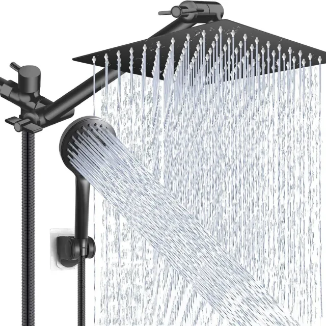 Supercharged Shower Head Top Spray Arm Socket 11 inch Shower Set With Multifunctional Big Panel Black - Shop at LoveMi