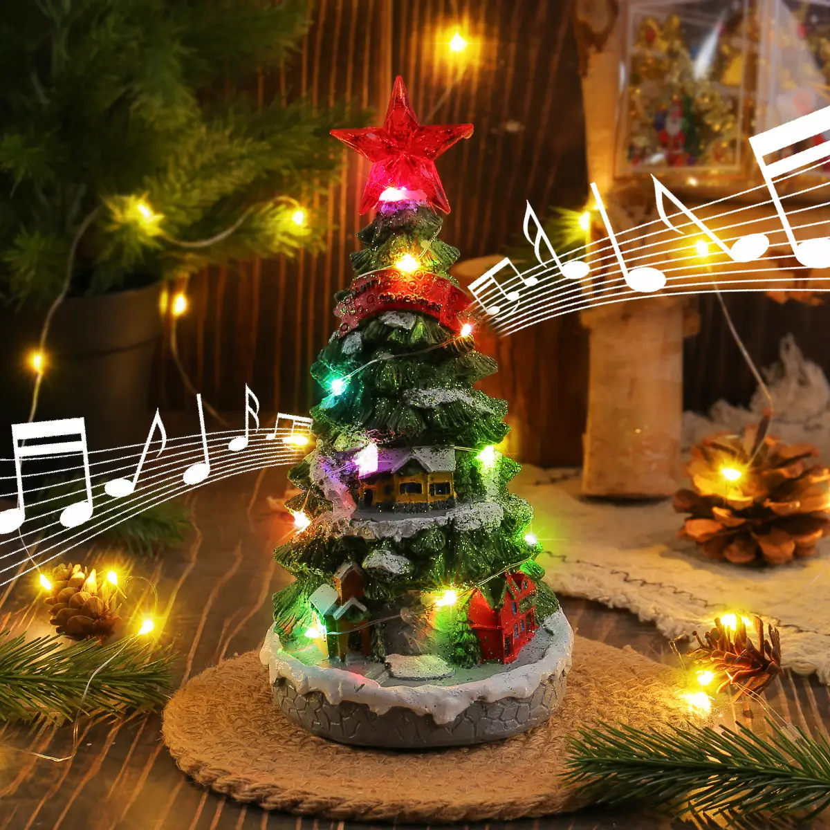 Christmas Glowing Christmas Tree Music Box Room Ornament
