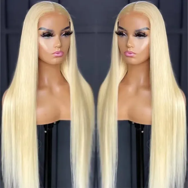 Front Lace Long Straight African Women Wig Head Cover Light Gold - Shop at LoveMi