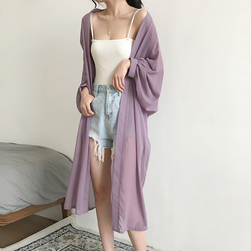 Stylish Loose-fitting Mid-length Chiffon Cardigan Jacket