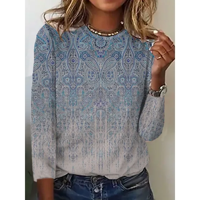 Women's Vintage Floral Print Long Sleeves T shirt Zrcx0242 - Shop at LoveMi