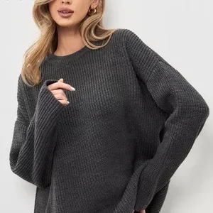 Women's Fashionable Soft Nuo Sweater Vintage Top Dark Gray - Shop at LoveMi