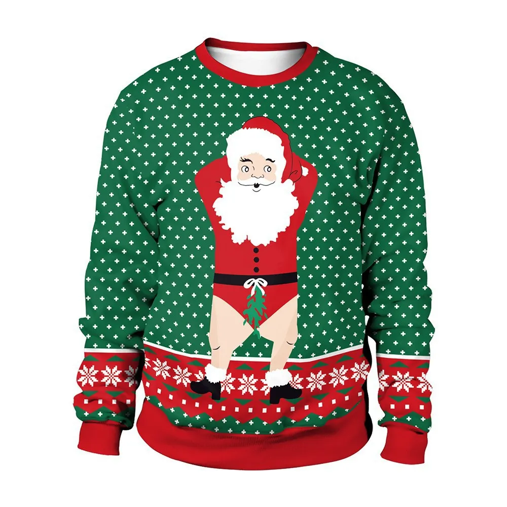 European And American Christmas Christmas Men's And Women's Same 3D Printed Crew Neck Sweatshirt Top Couple Wear - Lh2349