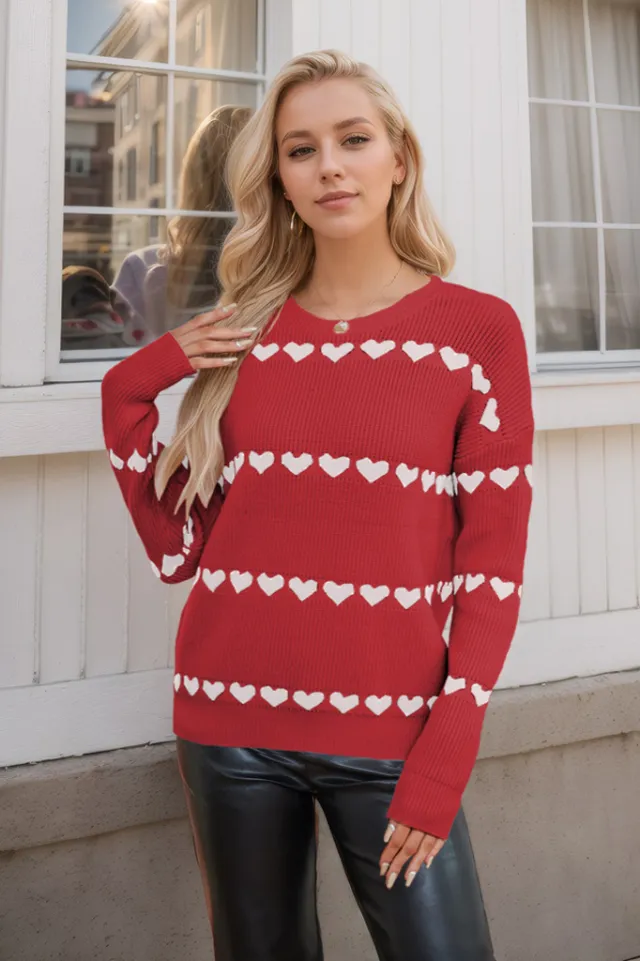 Valentine's Day Love Pullover Women's Knitwear Red - Shop at LoveMi