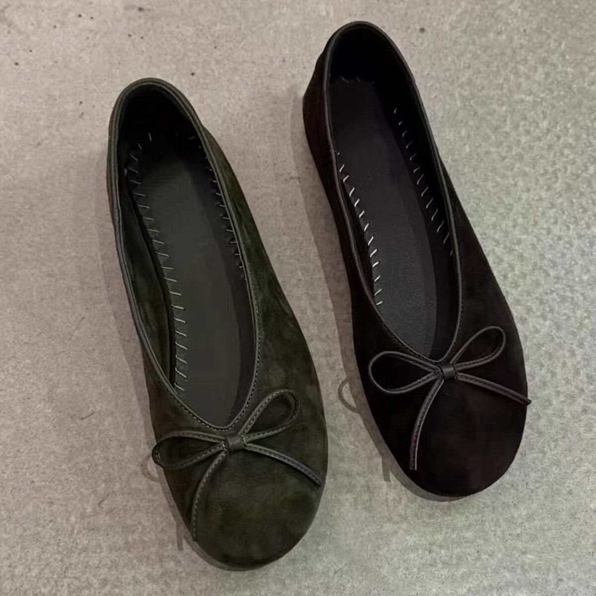 Suede Round-Toe Ballet Flats, picture 3 of 4