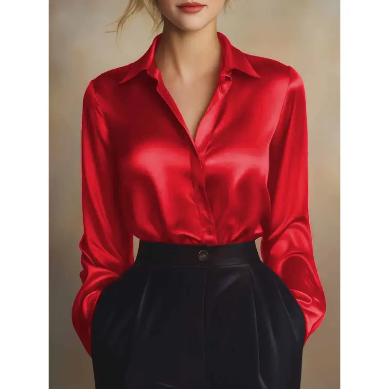 Elegant Long-sleeve Womens Blouse With A Refined