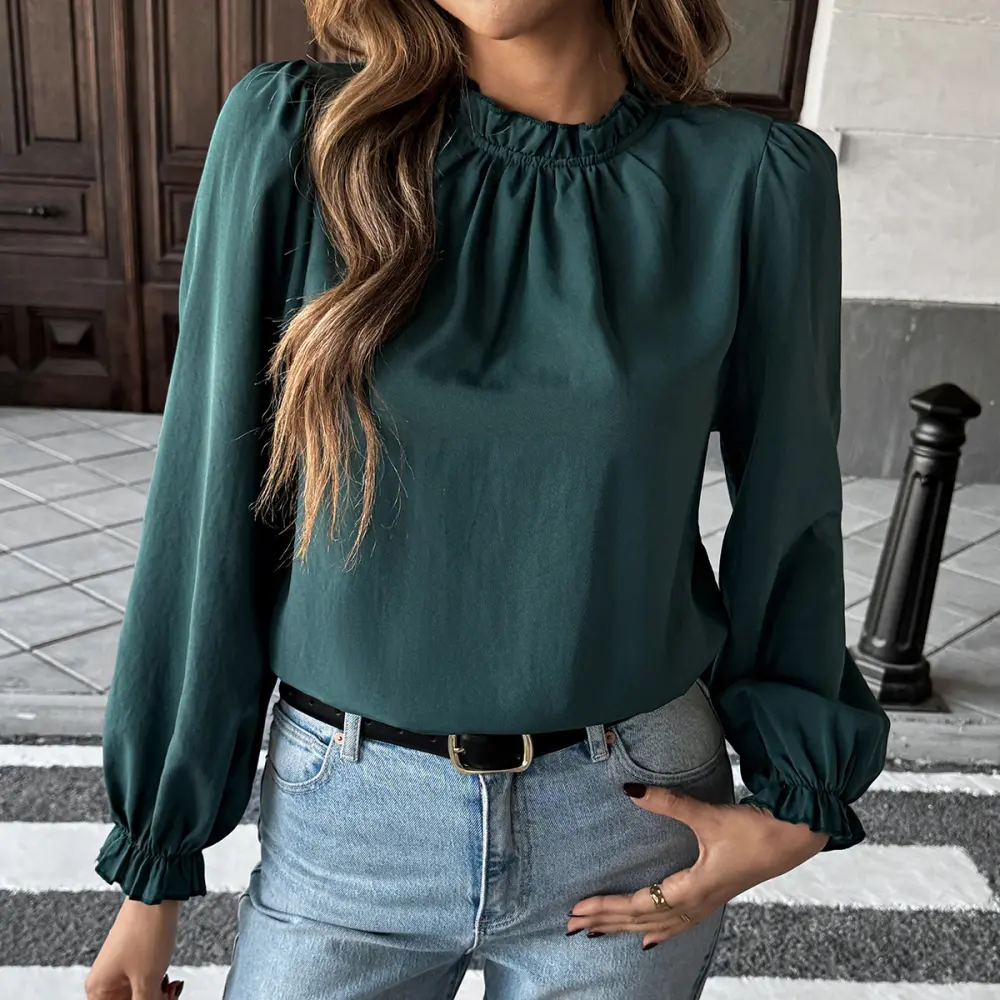 Leisure Simple Style Long Sleeve Solid Color Stringy Selvedge