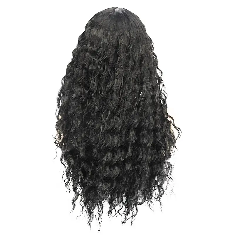 Womens Long Curly Black Lace Wig