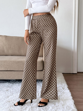 Fashion Commuter Plaid Slightly High Slimming Trousers Women