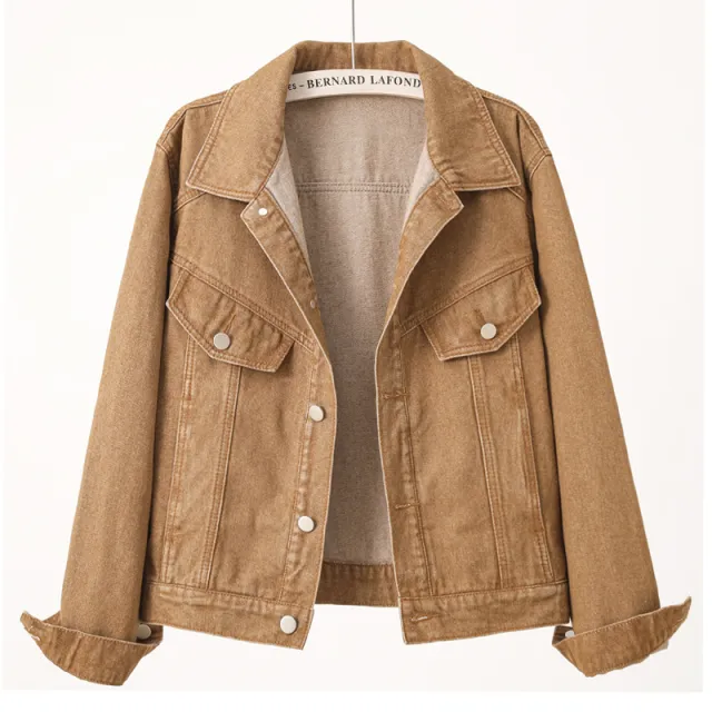 European And American Denim Jacket Coat Khaki - Shop at LoveMi