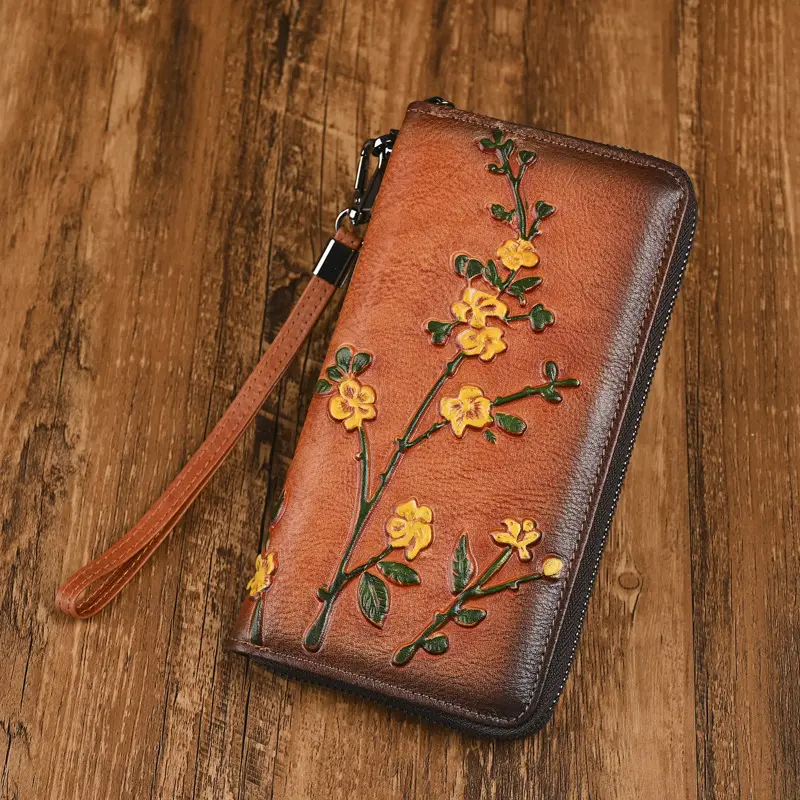 Genuine Leather Women's Long Wallet - Vintage
