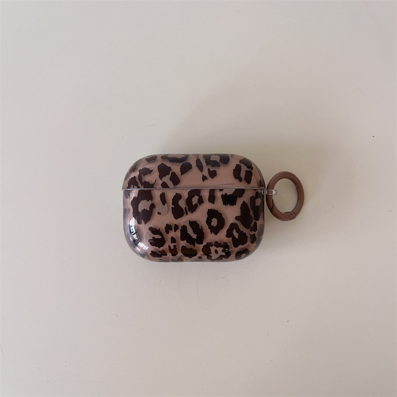 Transparent Brown Leopard Printed Earphone Sleeves