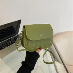 Crossbody Women's Bag Simple Solid Colour Single-shoulder Bag Casual Simple Underarm Small Square Bag - Green - View 1