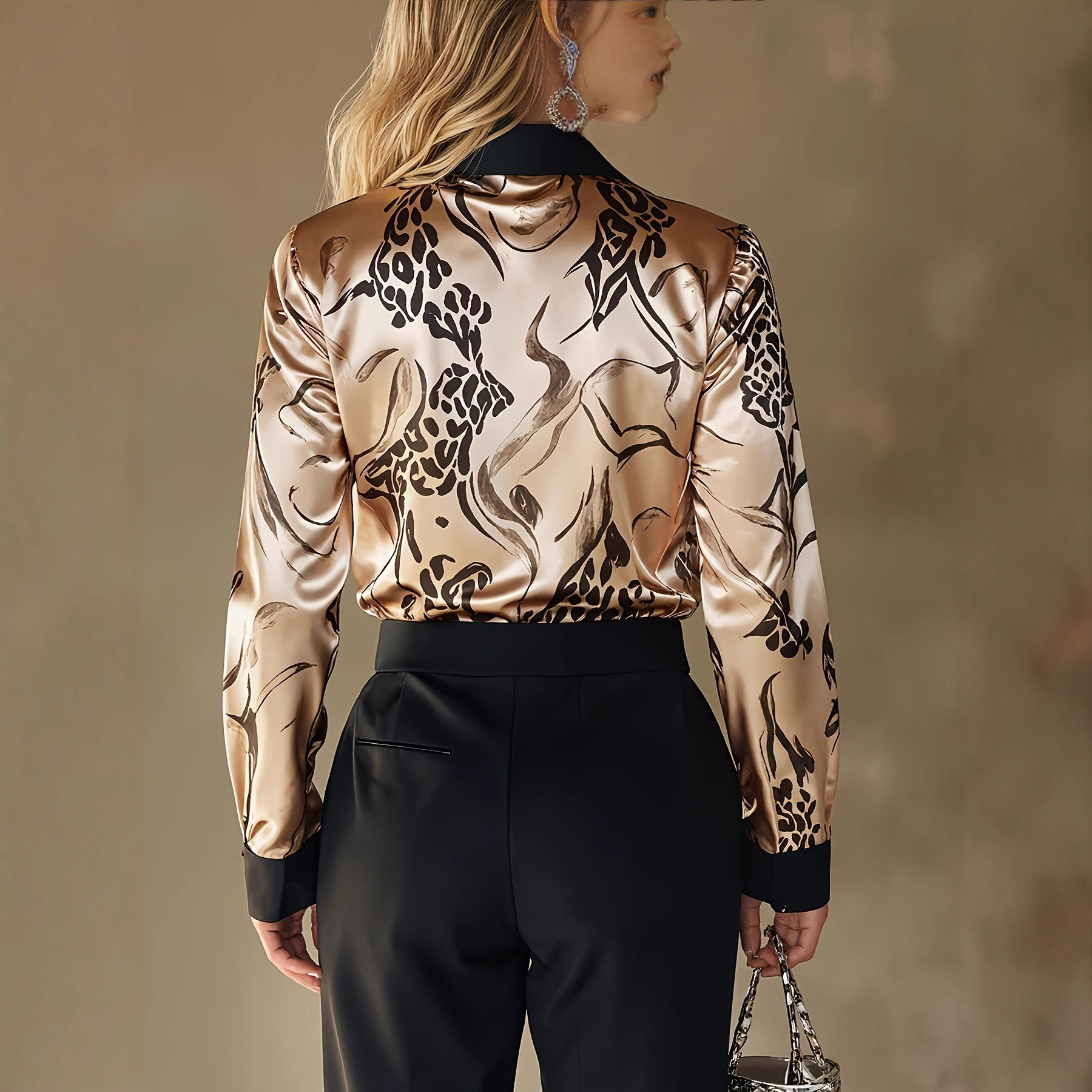 Women's Long-sleeve Shirt With Face-button Print - Image 6
