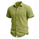Mens Short-Sleeve Button-Down Shirt With Pocket view 2
