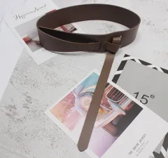 Women's Fashion Leather Decoration Wide Belt - Dark Grey - View 1