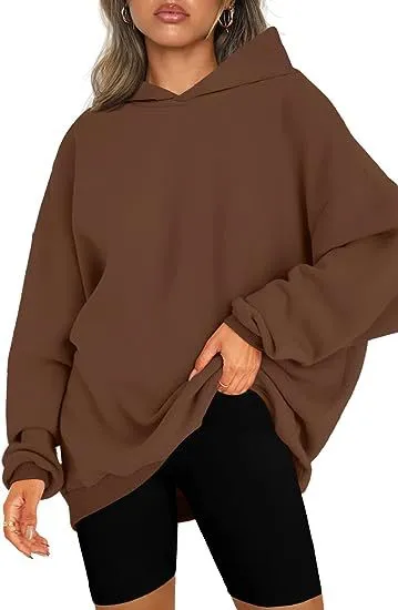 Women's Hooded Pullover Oversized Loose Sweater Coffee - Shop at LoveMi