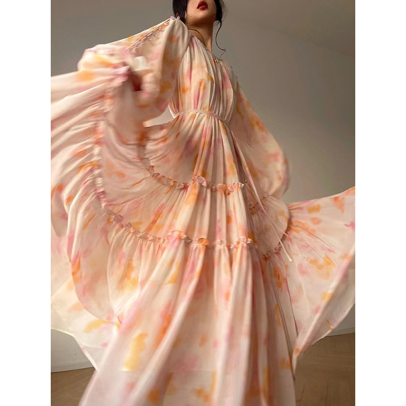 Printed Lantern-Sleeve Midi Dress, picture 9 of 9