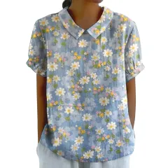 Women's Creative Retro Floral Cute Short-sleeved T-shirt - 9 Models D758 - View 1