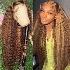 Front Lace Wig African Black Gradient Color Big Wave Wig Sheath - Dy3342 Small Curly Hair - View 1