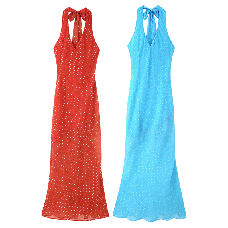 Versatile Cross Border Halter Lace-up Slim Fit Backless Dress
